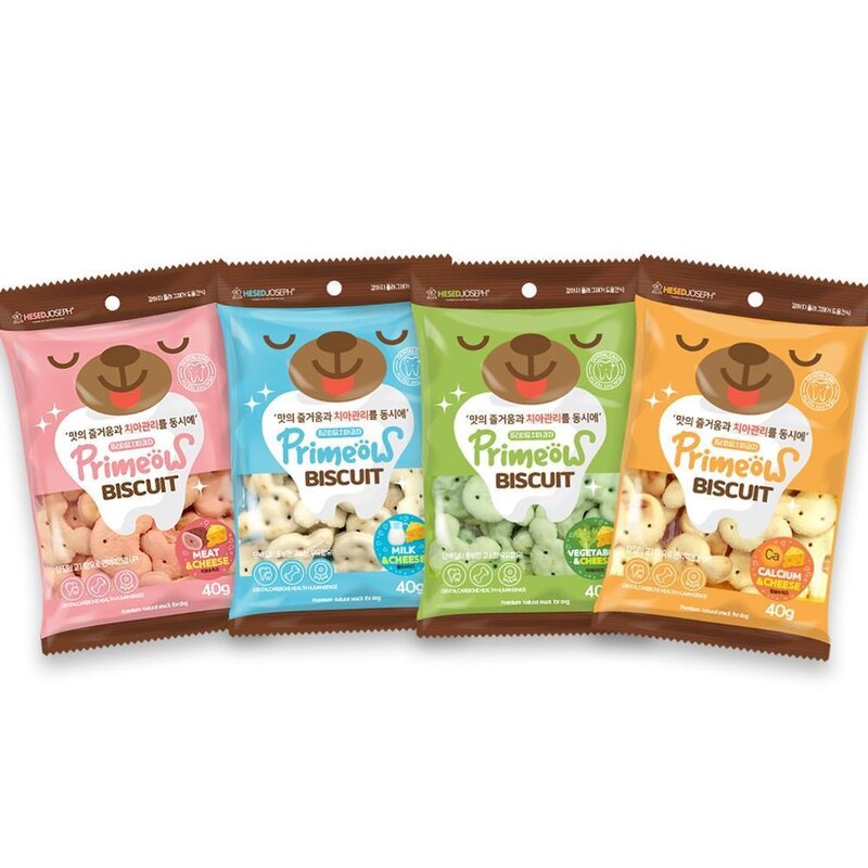 프리미요 강아지 비스킷 휴대용간식 미트 밀크 칼슘 야채+치즈 40g 치아과자 애견, 1개