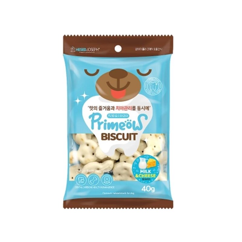 프리미요 강아지 비스킷 휴대용간식 미트 밀크 칼슘 야채+치즈 40g 치아과자 애견, 1개