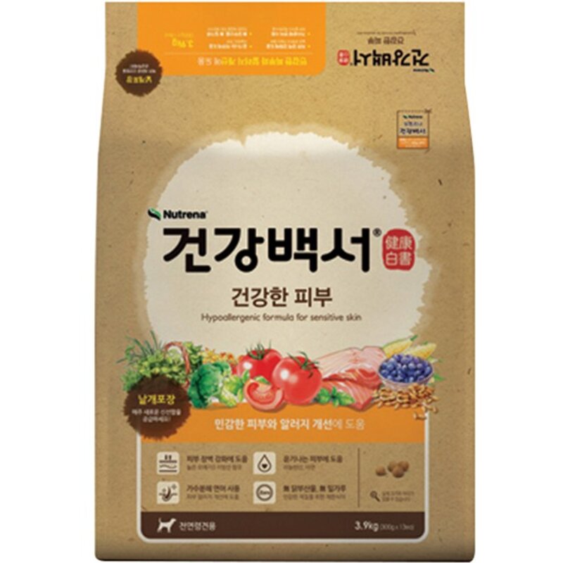 건강백서 전연령 생선 건강한 피부 애견사료, 피부/피모, 3.9kg, 1개