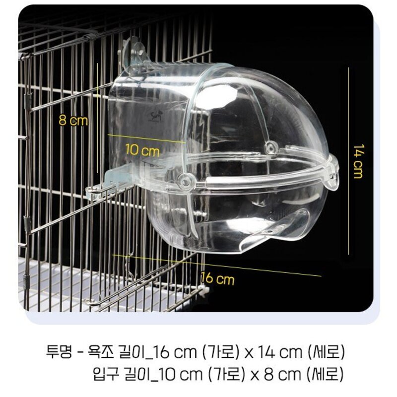 딩동펫 앵무새 파노라마 버드 욕조, 투명, 1개
