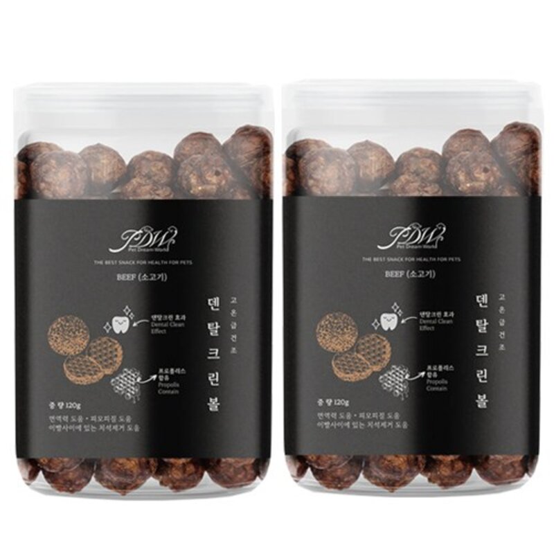 강아지 수제간식 강아지간식 애견간식 건조간식 덴탈 크런치볼, 1통, 120g, 소고기