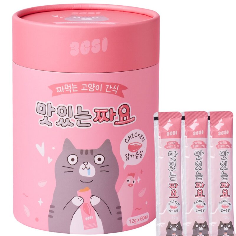 3651 맛있는 짜요 짜먹는 고양이 츄르 간식, 60개입, 12g, 3종 혼합