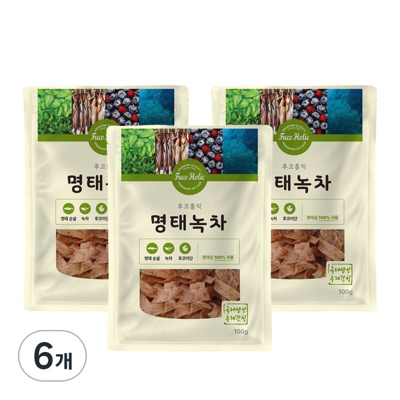 후코홀릭 강아지 건조 간식, 명태 + 베리 혼합맛, 100g, 3개