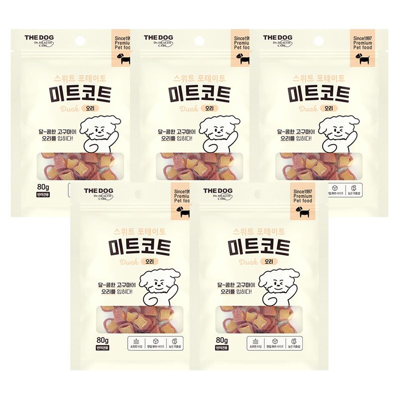 더독 강아지 미트코트 기호성 조합 스위트포테이토, 80g, 10개, 오리맛
