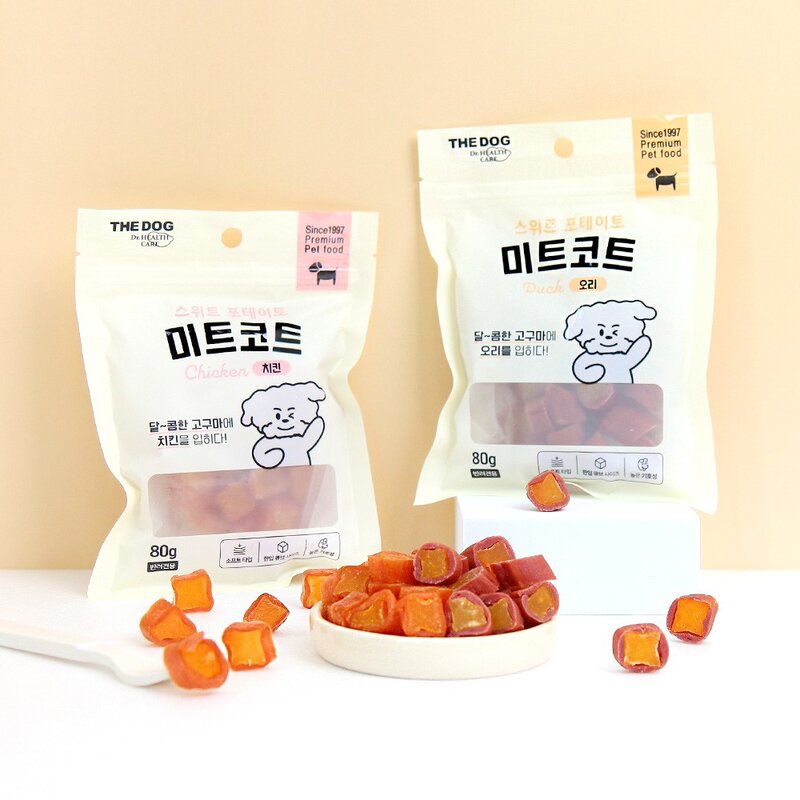 더독 강아지 미트코트 기호성 조합 스위트포테이토, 80g, 10개, 오리맛