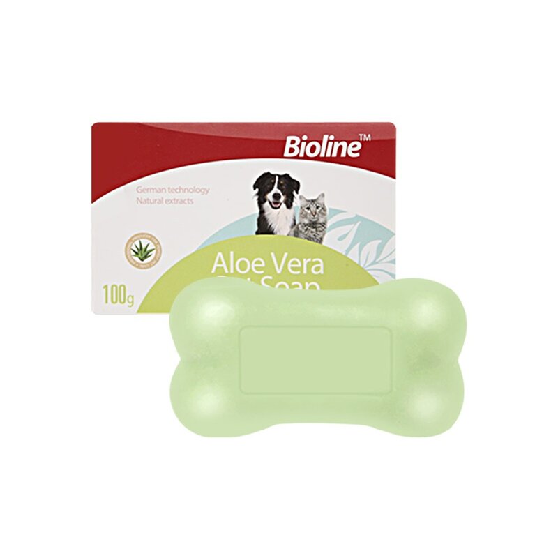 Bioline 강아지 고양이 애완전용샴푸비누 2개 상처완화 진드기 벼룩 기생충억제, 알로에베라 1+1, 100g