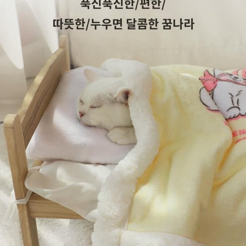 고양이 담요 고양이 전용 작은 이불 고양이 둥지 매트 애완 강아지 담요 고양이 매트 고양이 고양이 용품 겨울 내내, 핑크걸(화이트폴라), M-70x50cm, 1개