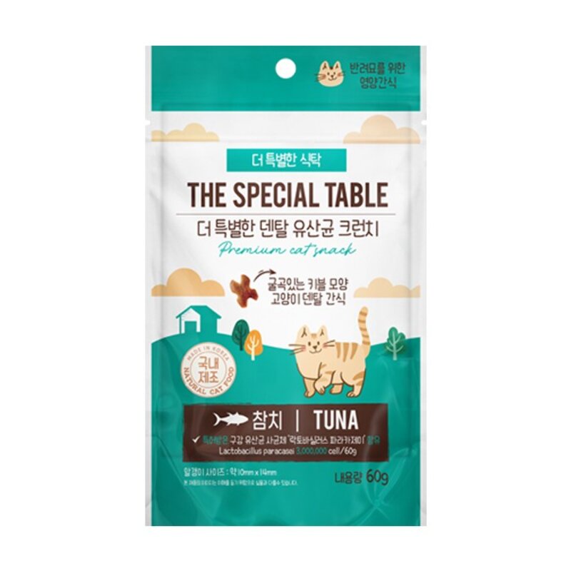 [특별한 식탁] 고양이 간식 유산균 덴탈 크런치, 황태, 60g, 1개