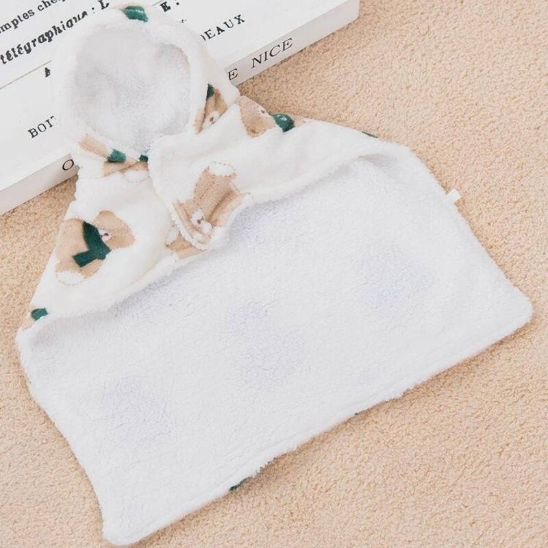 강아지 망토 잠자리용 작은 이불 펫 전용 담요 망토 고양이 기모 후드 옷 추동 도톰, 곰돌이, 1개