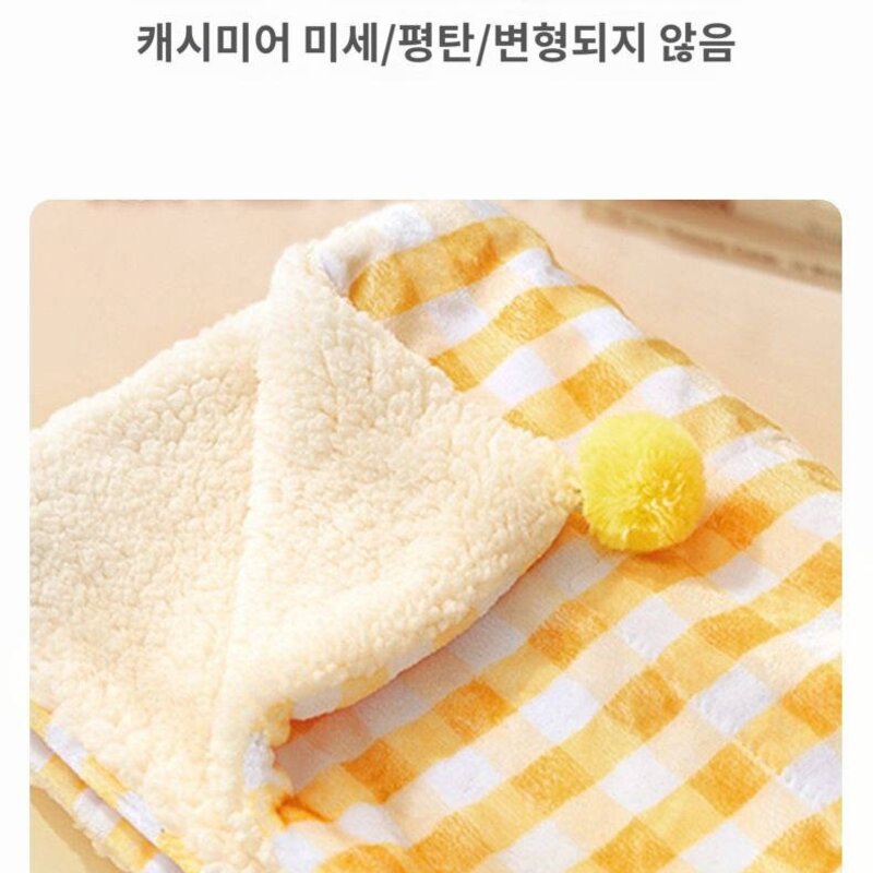 고양이 겨울 담요 강아지 전용 담요 침대 매트 겨울 보온 플란넬 도톰한 애완용 이불, 노란색, S(10근 권장)50x36CM, 1개