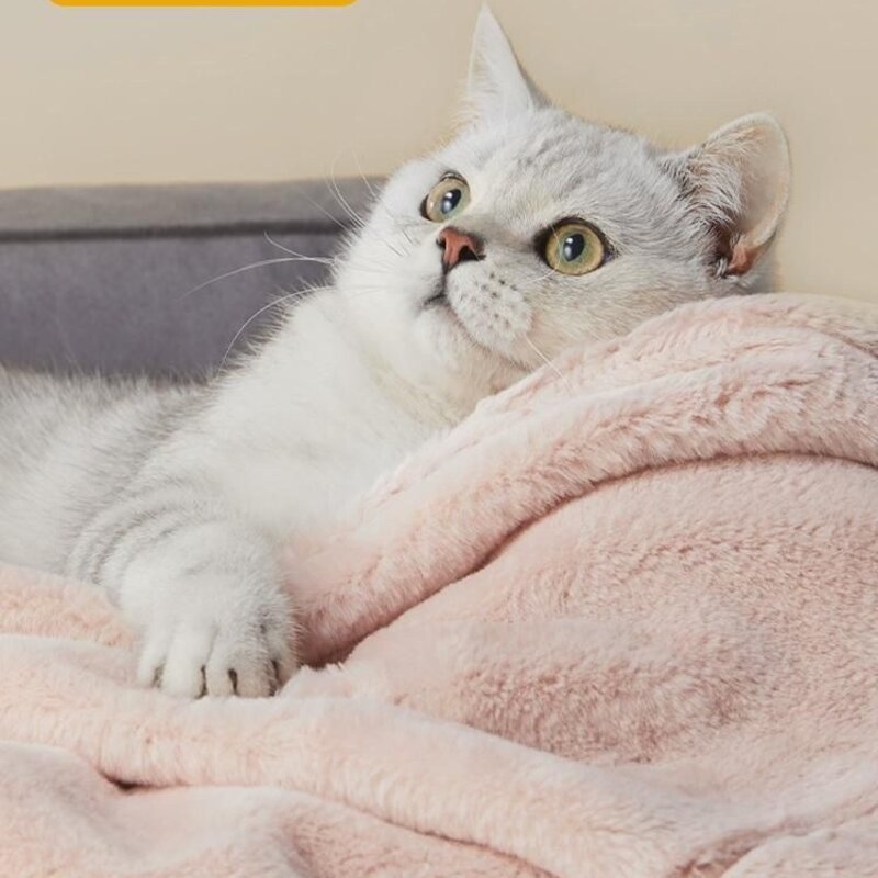 UFBemo 애견 담요 고양이 전용 담요 강아지 이불 매트 보온 중소형견 공용 수면 매트, 나염 플라워 블루, M-70x100cm, 1개