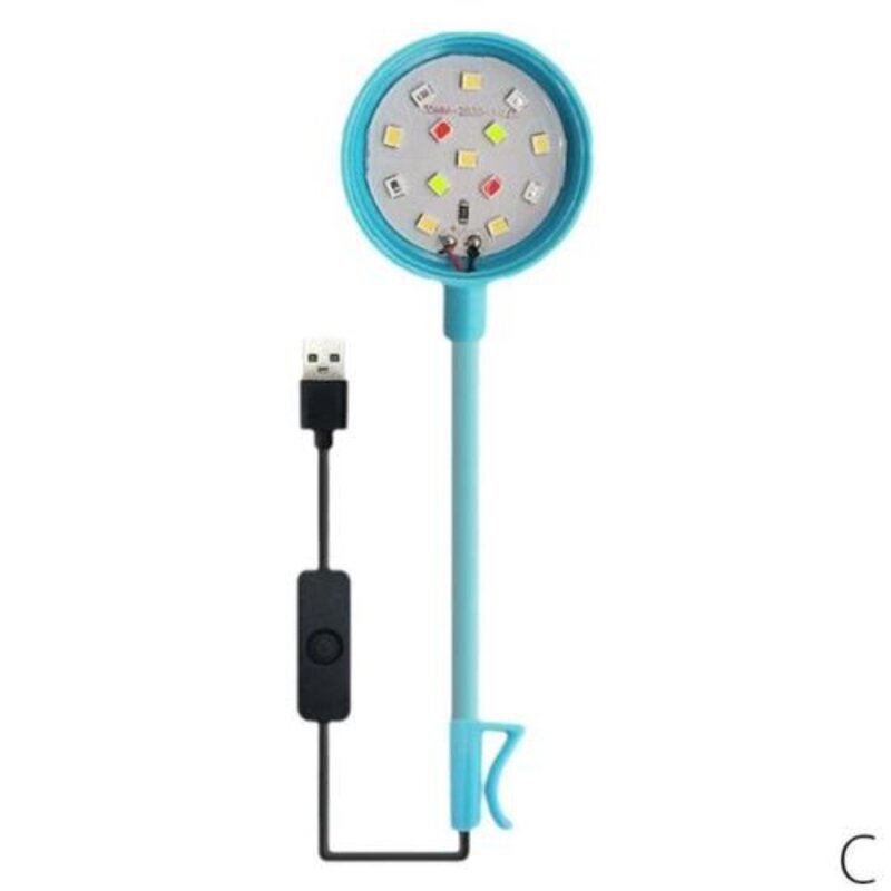 수족관조명 수족관LED 어항조명 미니 어항 조명 LED 방수 USB 360 도 회전 에너지 절약 클립 디자인 수족관용, 1개