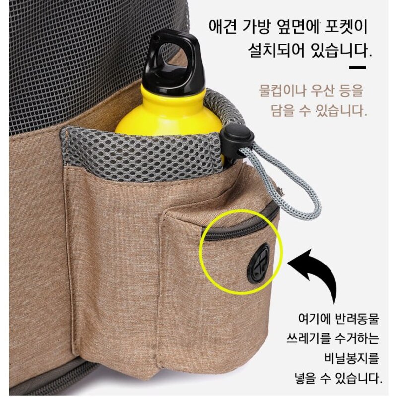 반려동물 패브릭 캐리어 이동식 접이식 백팩 애완 동물 개 고양이 수하물 휴대용 애완가방, 라이트그레이, 1개