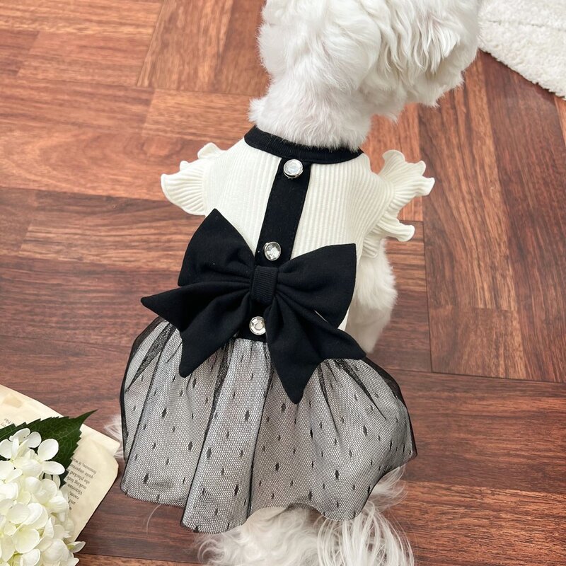 푸르픽 강아지 왕리본 원피스 치마 고양이 여름 봄 가을사계절겸용, 1개