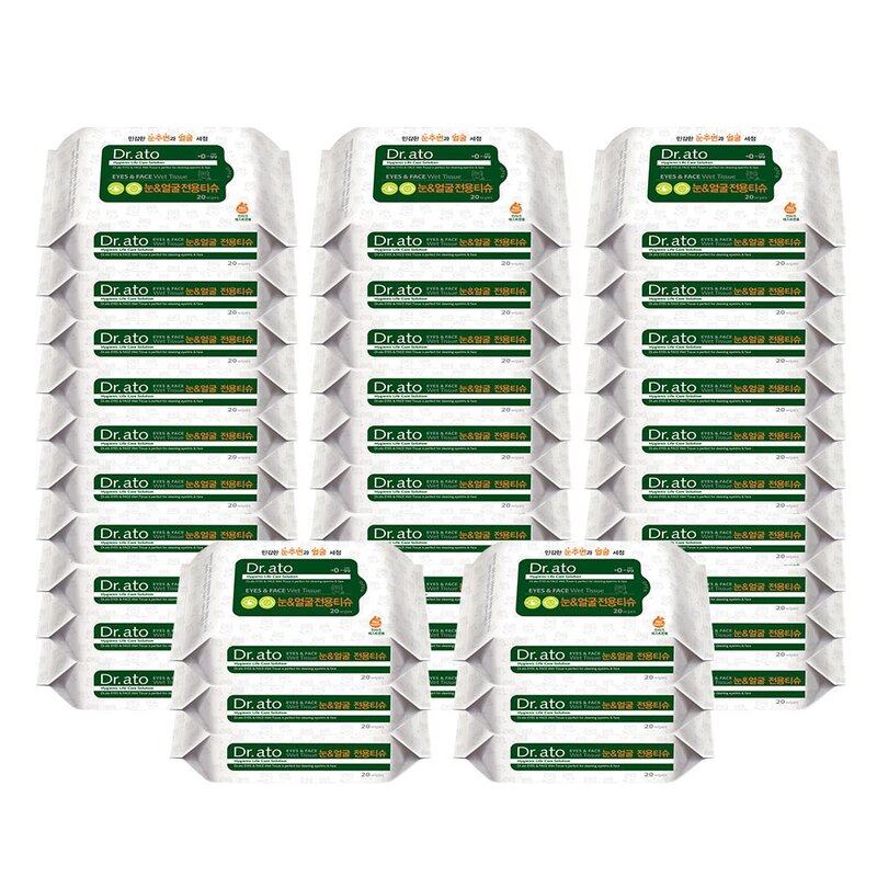 닥터아토 눈&얼굴 전용티슈 휴대용, 70g, 20매입, 4개