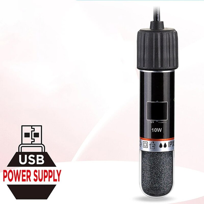 소형 어항용 C USB 수족관 미니 로드 히팅 항온 10W 26 히터, 1개