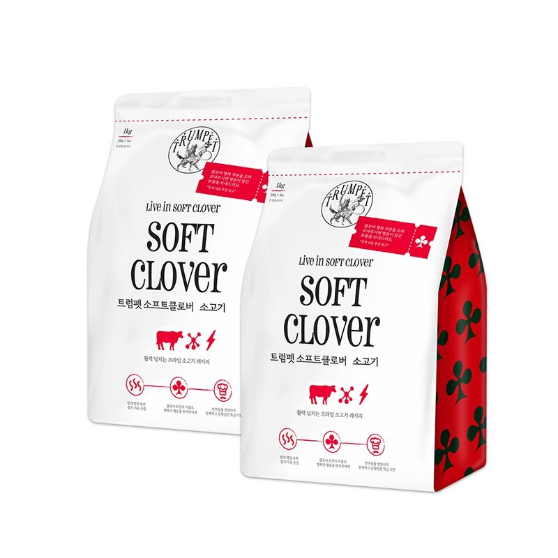 Box_트럼펫 소프트클로버 애견사료 이뮨부스터 소고기 맛, 1kg, 2개, 소