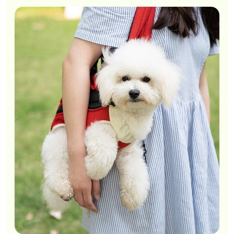 휘서댕 강아지 고양이 앞 포대기 앞가방 이동장 이동가방 슬링백 산책가방 빨강, 1개