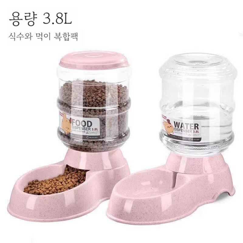 스마트 반려동물 고양이 강아지 자동 급식기 자동급수기 3.8L/4L, 21 그레이 피더  공간 스타일, 1개