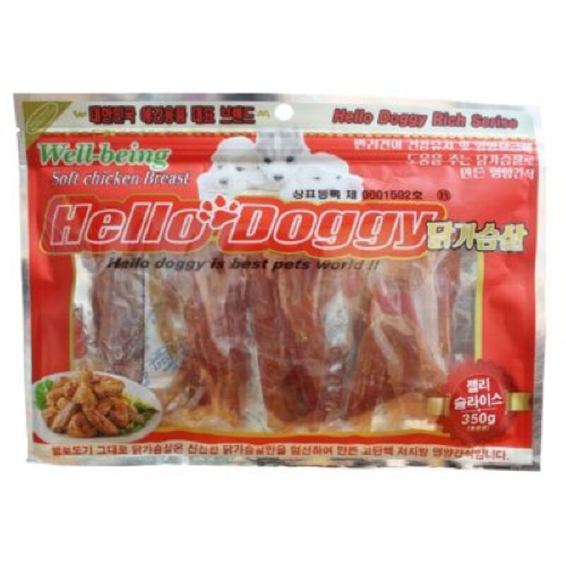 헬로도기 웰빙치킨 젤리 슬라이스 300g, 2개
