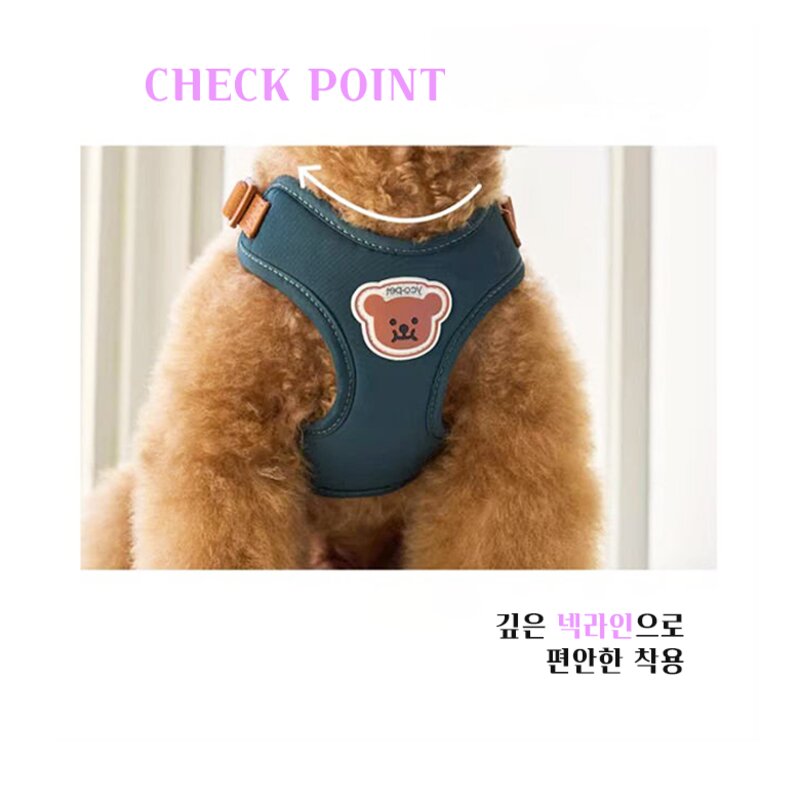 leoq 강아지 목줄 애견 줄 원터치 엑스 하네스 세트, 주황