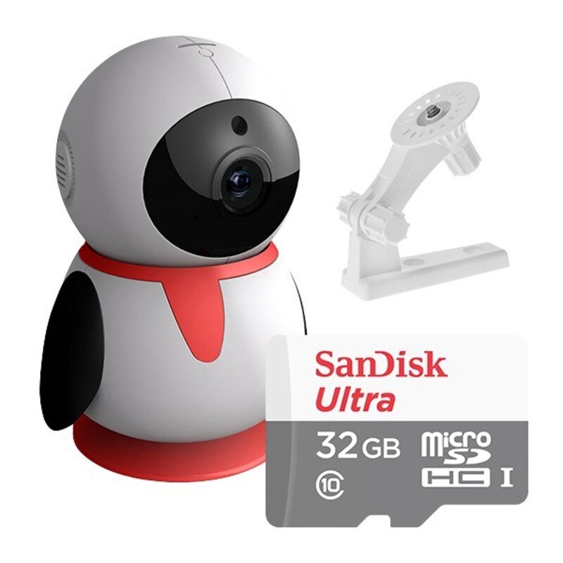 펭카 가정용CCTV 홈카메라 베이비캠 펫캠 펫카메라 CCTV + 32G/64G/128G 메모리카드 벽브라켓, 1개, 펭카+메모리카드 32G+벽브라켓