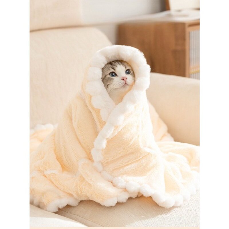 수오기 극세사 반려동물담요 애착이불 포근한 고양이강아지블랭킷 L size, 브라운