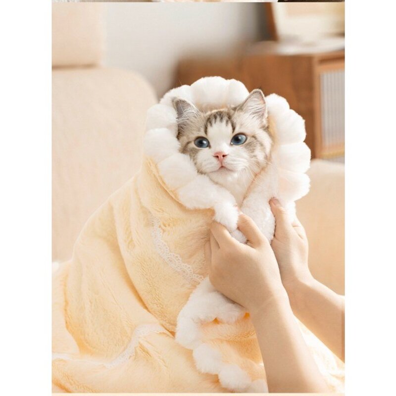 수오기 극세사 반려동물담요 애착이불 포근한 고양이강아지블랭킷 L size, 브라운