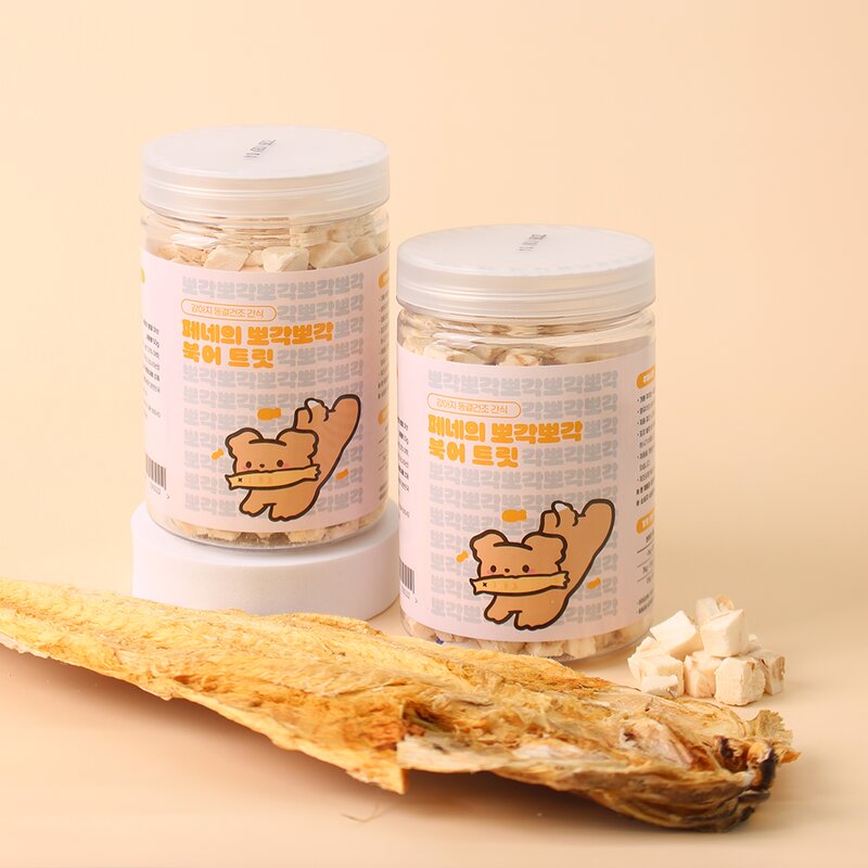 페네핏 강아지 뽀각뽀각 동결건조 간식 큐브 100% 원물 트릿, 1개, 50g, 북어