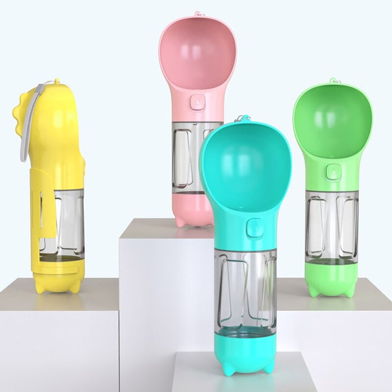 반려동물 휴대용 급수기 4in1 산책 캡슐물병, 블루, 300ML+위생봉투 상자