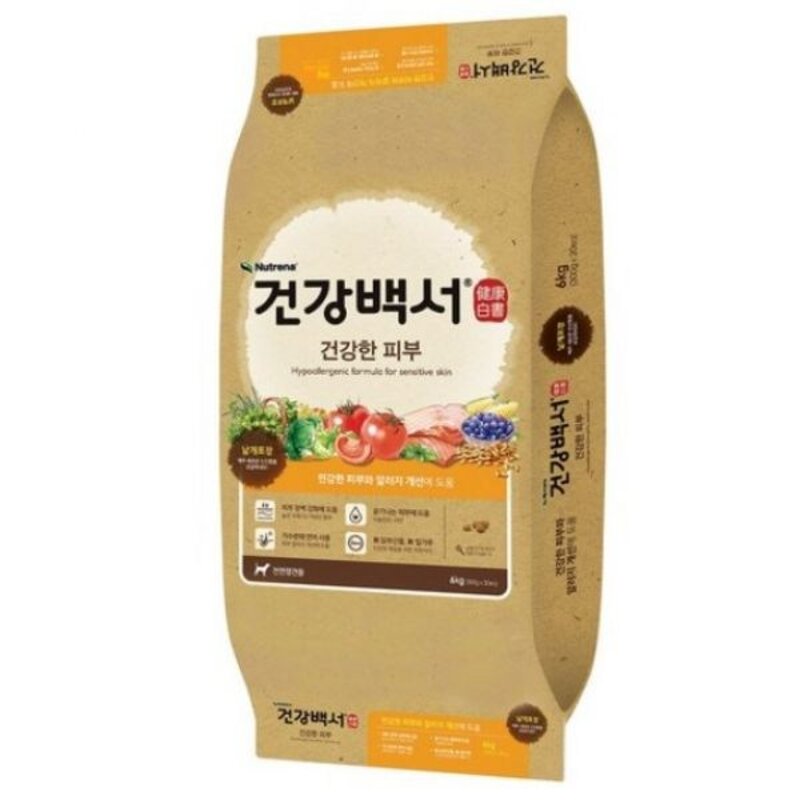 건강백서 건강한 피부 기능성 사료 6kg 1개