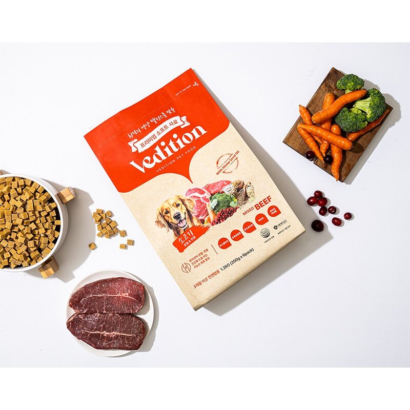 베디션 강아지 관절 연골 기능성 소고기 가수분해 반습식 소프트 사료, 1개, 1.2kg