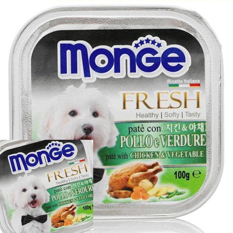 MF04 MONGE 사각캔 치킨 야채 100G 새끼강아지간식 애견간식통조림 애견영양간식