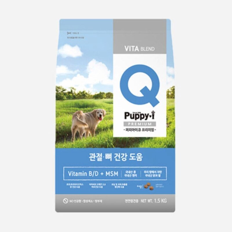 퍼피아이Q 프리미엄 관절뼈건강 1.5kg 강아지사료 우다다냥이