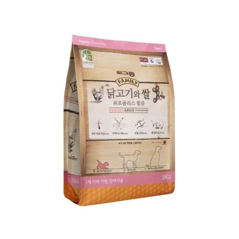 도그랑 훼미리 닭고기와 쌀 퍼피 2kg 2kgX2개 강아지소화개선사료 강아지중형견사료(9248EA), 본상품선택