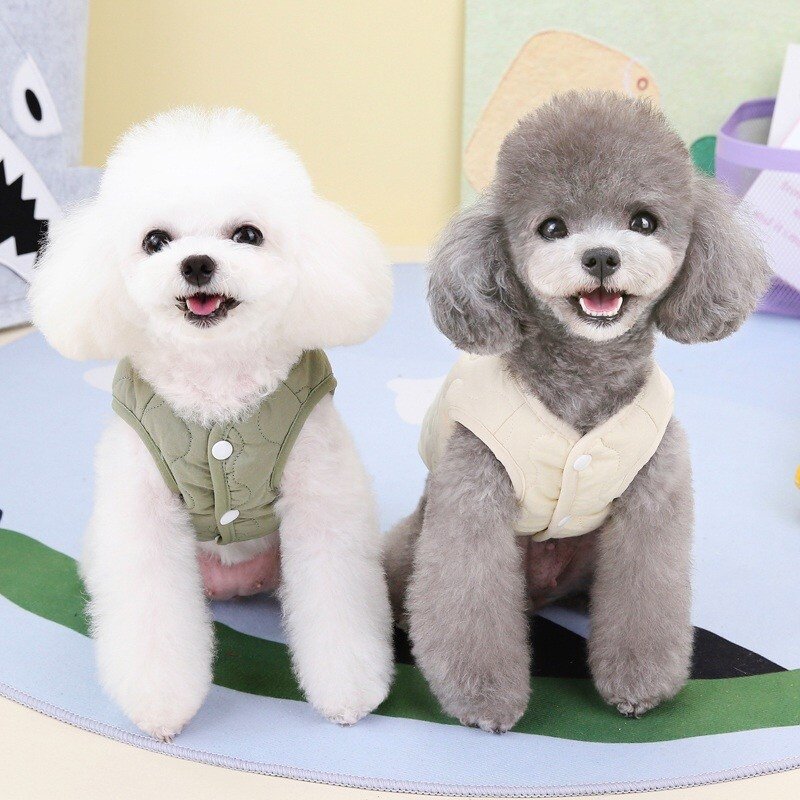 강아지패딩 2color 조끼 베이지 S 겨울 올인원 깔깔이 경량, XXL