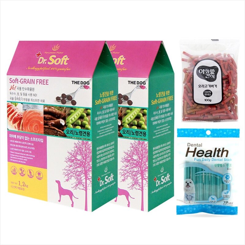 더독 닥터소프트 말랑한 소프트 사료 + 사은품, (1+1+1)야채 다이어트 전견 1.2kg + 네코캔