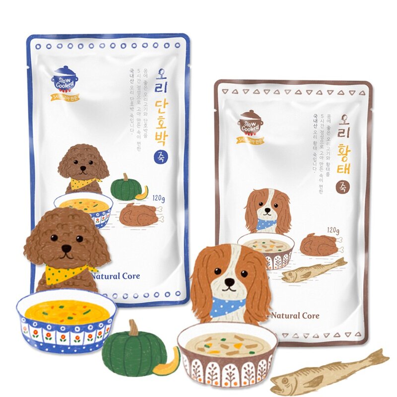 네츄럴코어 오리죽, 오리 황태, 90g, 5개