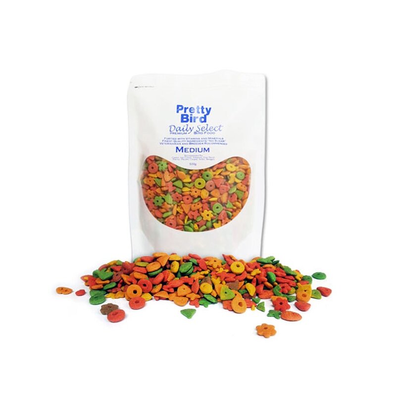 프리티버드 데일리 셀렉트 미디움 펠렛 조류 사료, 500g, 2개