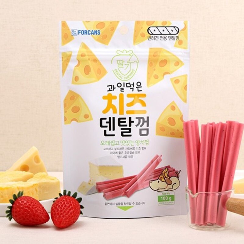 포켄스 과일먹은 치즈덴탈껌, 딸기, 100g, 2개