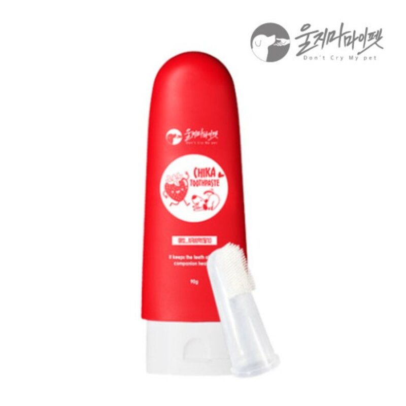 울지마마이펫 [울지마마이펫] 치카치약딸기 1+1 (+치카칫솔), 2개, 90g
