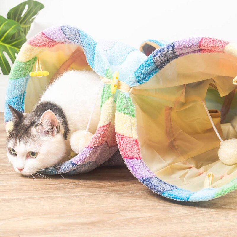 빌리네집 레인보우 고양이 터널, 혼합 색상, 1개