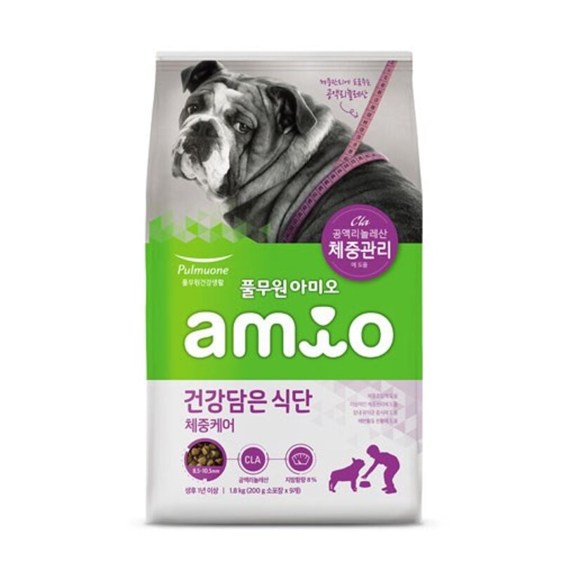 아미오 전연령 건강담은 식단 강아지 건식사료, 다이어트, 1.8kg, 1개
