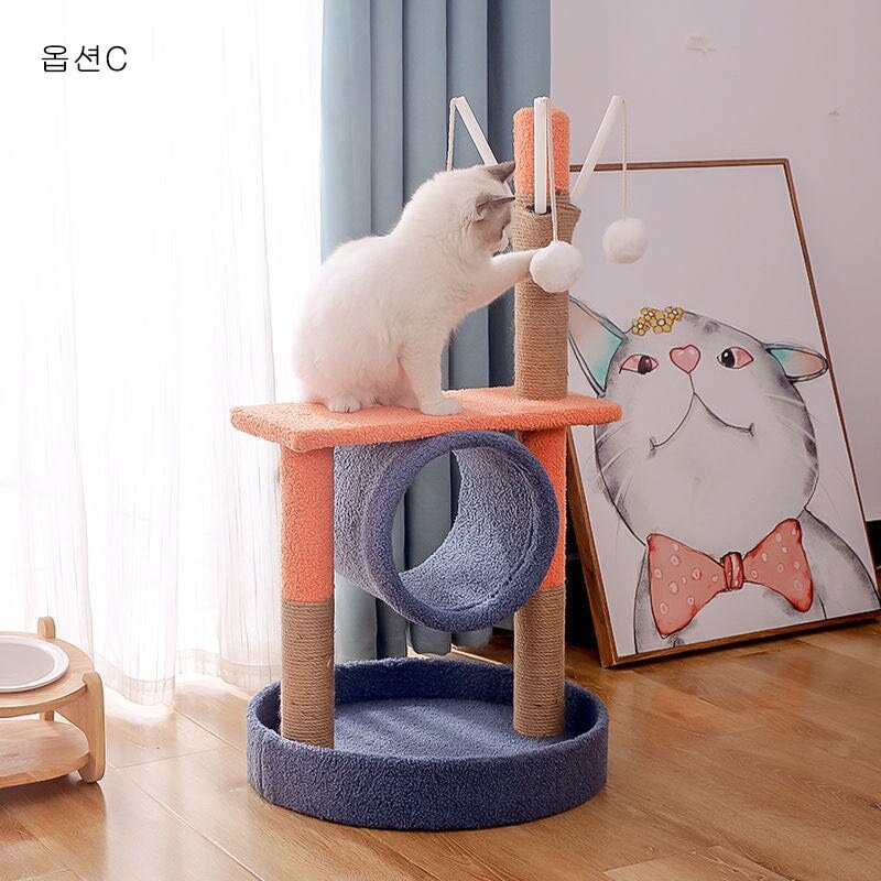 행운스타 애견 캐릭터 다기능 배색 캣타워 CG025, 옵션A, 1개