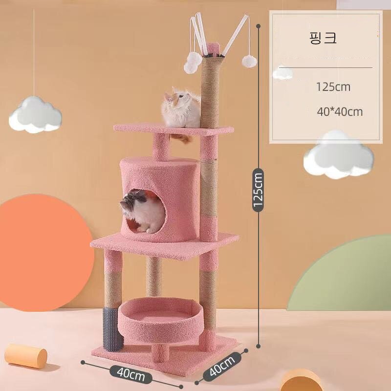 행운스타 애견 캐릭터 다기능 배색 캣타워 CG025, 옵션A, 1개