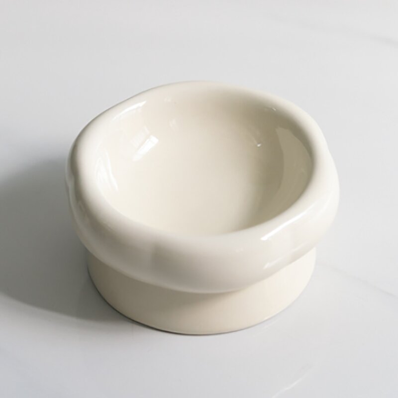 묘견인생 강아지 고양이 밥그릇 물그릇 세라믹 도자기 식기 애견, 밥그릇(하이볼), 아이보리, 1개
