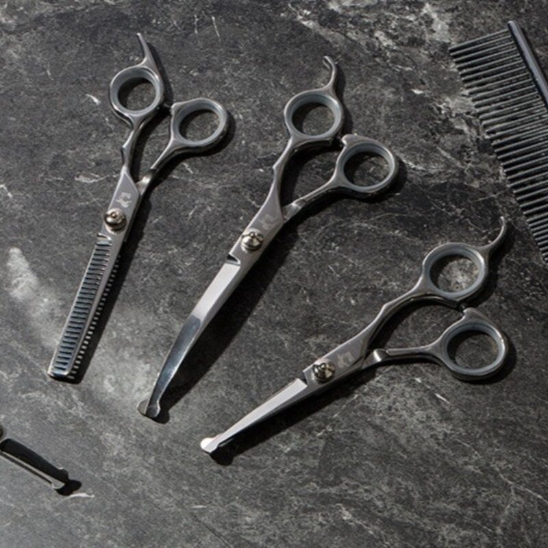 앙비뉴 반려동물 커브미용 가위 AVS67S 18.5cm, 실버, 1개