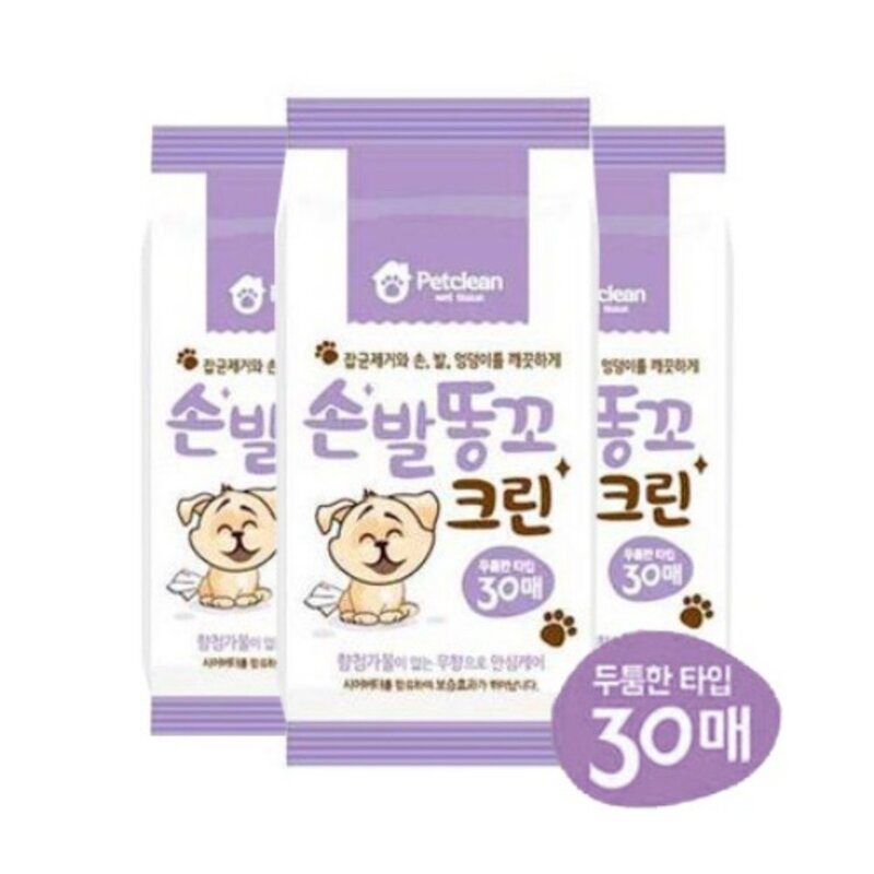 반려동물 청결 물티슈 펫크린 30매 애완용 위생용품, 치아크린티슈, 1개, 30개