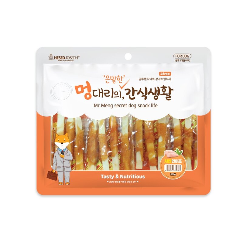 멍대리 강아지 간식 대용량 져키 사사미 300g - 치킨비스켓, 단품, 1개