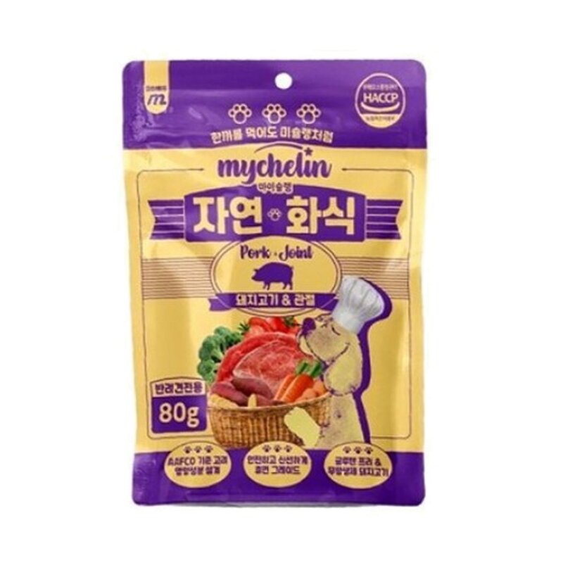 마이베프 강아지 마이슐랭 자연화식 사료 돼지고기 & 관절, 닭, 80g, 10개